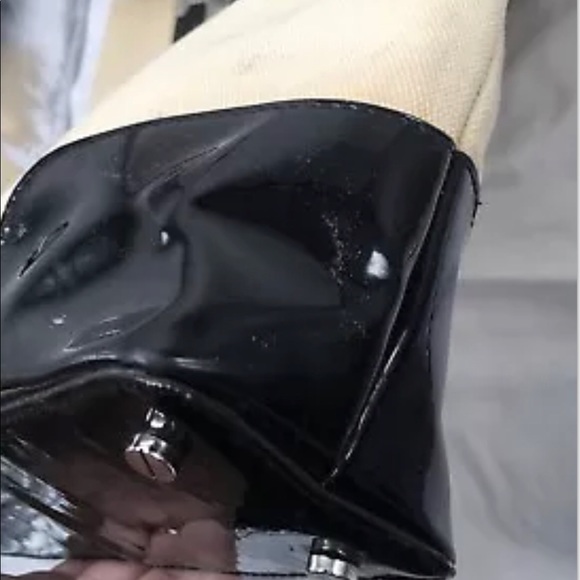 Tory Burch Natural Canvas Tote Shopper Bag Black Patent Leather ✅Offers Welcome - Picture 10 of 11